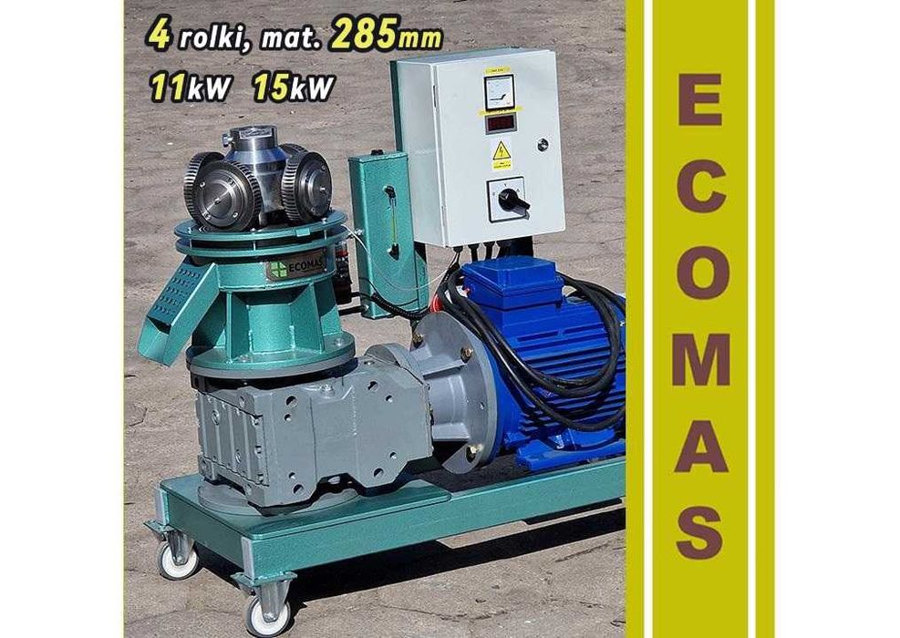 Peleciarka 11kW lub 15kW 4 rolki mat. 285mm waga 440kg NOWOŚĆ