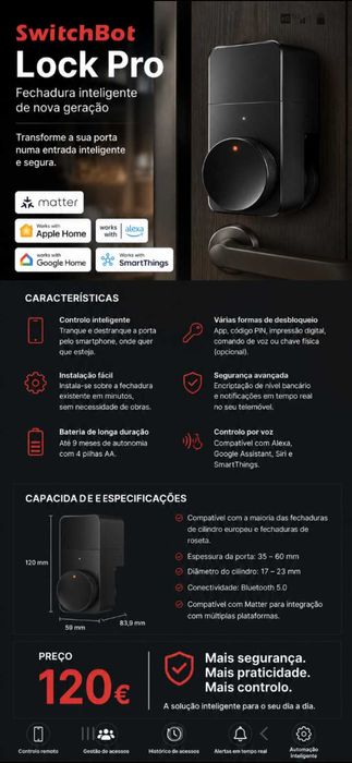 Fechadura inteligente 120€. Oportunidade