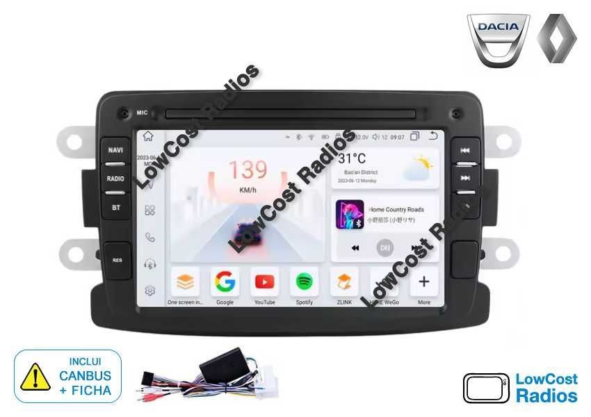 Rádio 2DIN 7" Android • DACIA Logan Sandero Duster Lodgy • CARPLAY