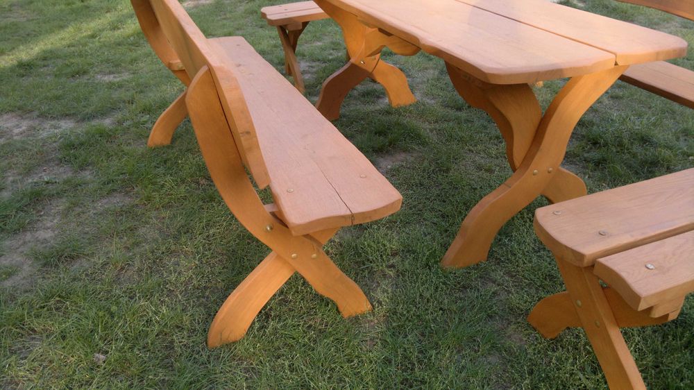 Meble góralskie ,meble ogrodowe z dębu , ławki stół,taborety,