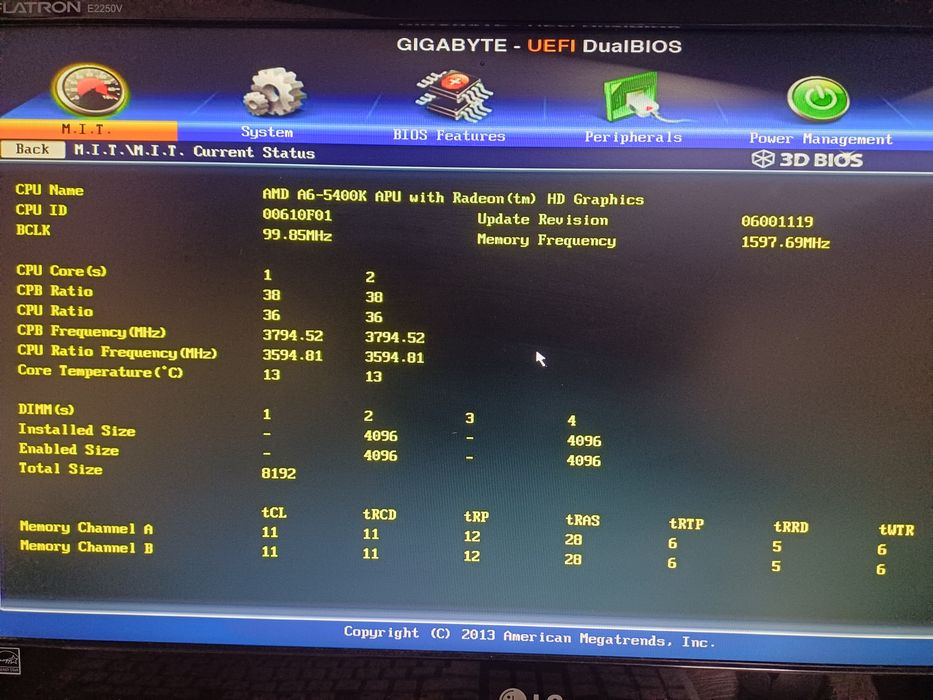 Motherboard GigaByte GA-F2A85XM-D3H + CPU + RAM