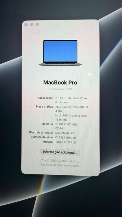 MacBook Pro 16-inch (2019) i7 16GB 512SSD