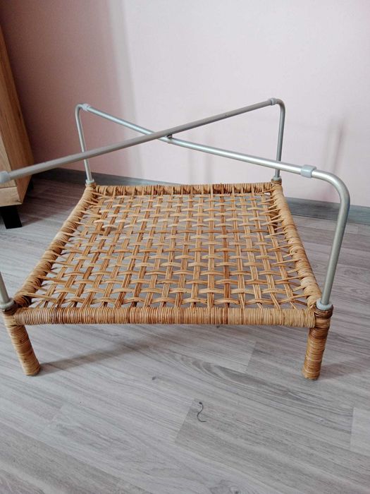 Stolik szklany wiklinowy 70/45 cm
