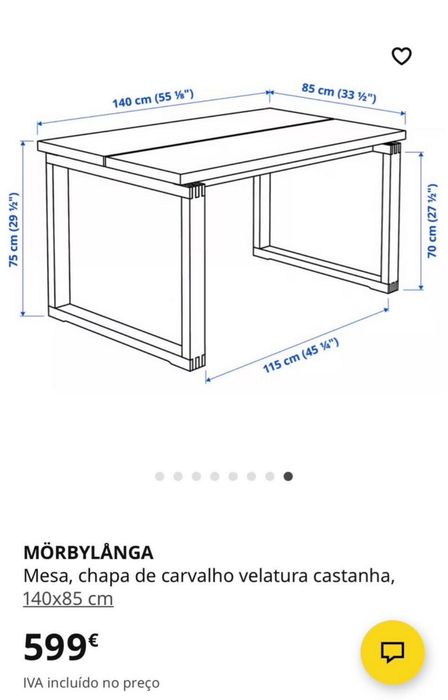 Mesa de jantar Carvalho IKEA