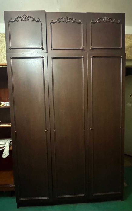 Шафа натур ДЕРЕВО трисекційна, верхні відділення, якісні меблі шкаф