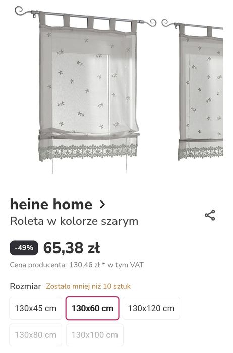 Firanka / roleta Heine Home biała 130x60cm