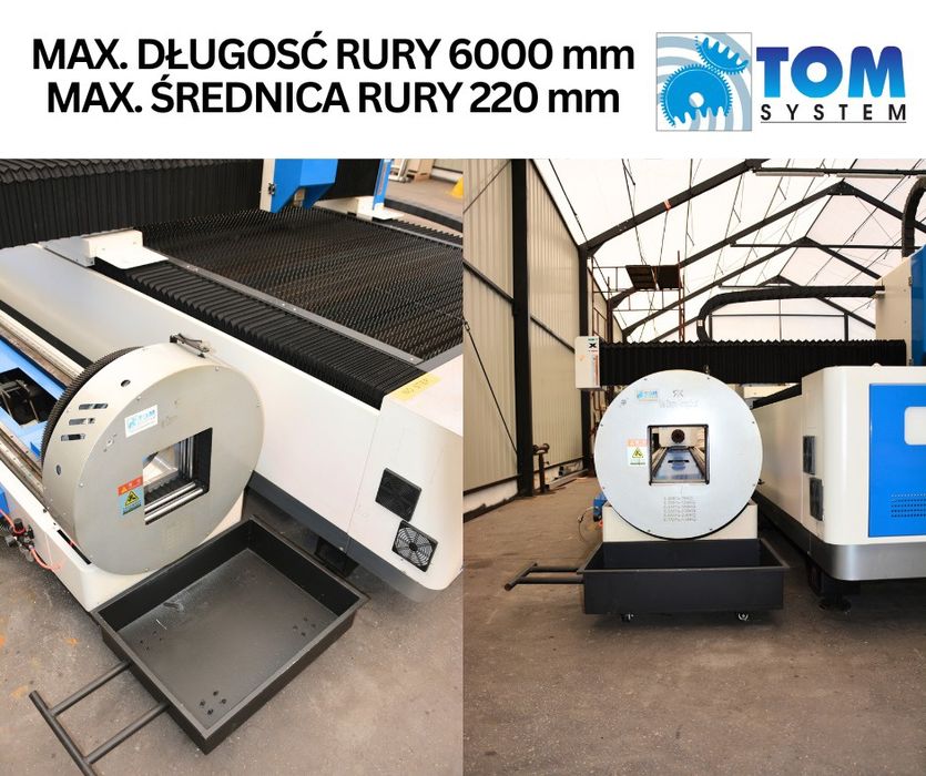 Laser 3x1,5m 3kW z obrotnicą do rur profil kompresor 16bar FULL ZESTAW