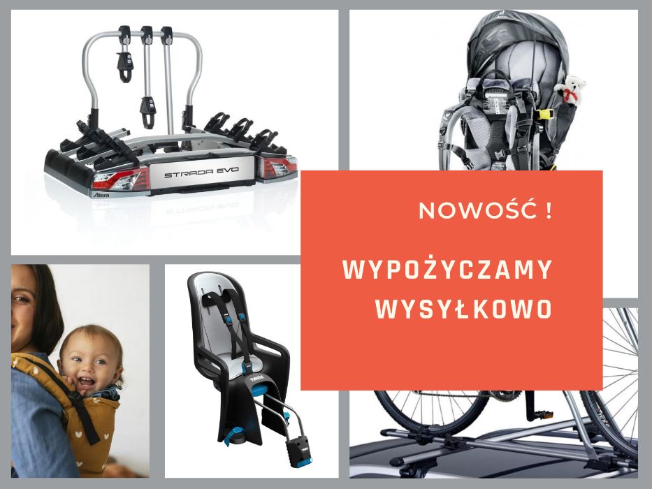 Wypożyczalnia: bagażniki, przyczepka rowerowa, nosidło dla dzieci