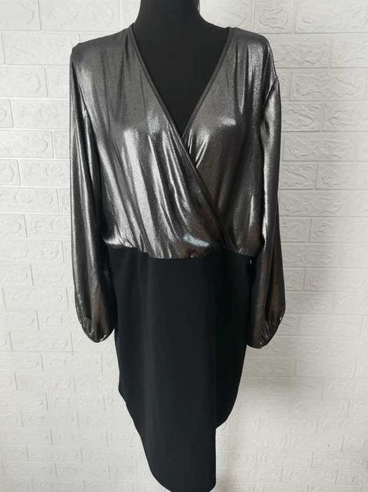 Sukienka wieczorowa srebrno czarna oversize rozmiar 48 cena 38 zł