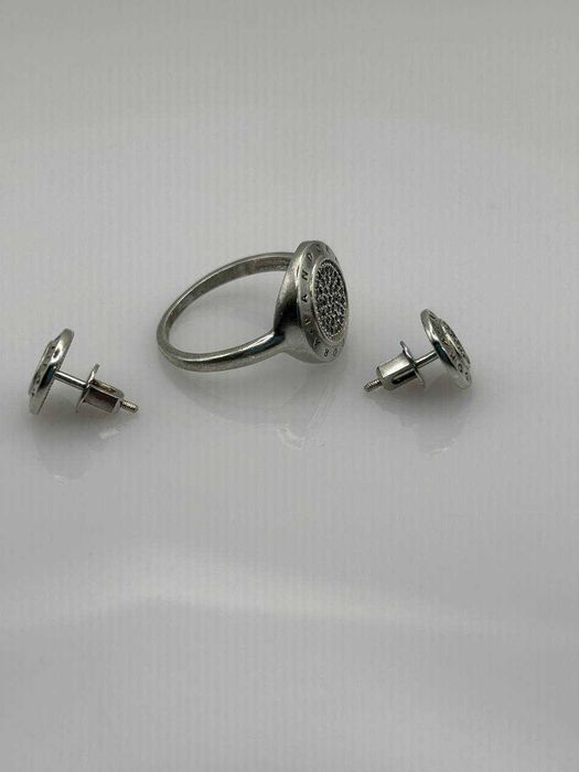 Срібний комплект, Пандора, сережки та каблучка