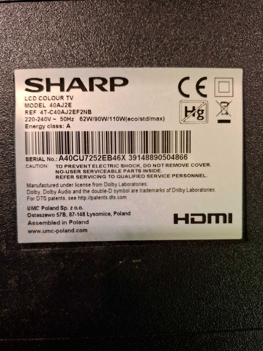 Telewizor LED 40 cali Sharp smart tv Wi-Fi 4K