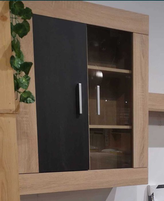 Armario suspenso com porta de vidro