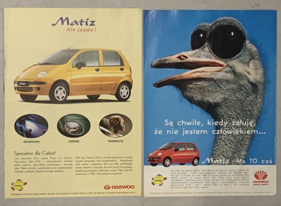 Daewoo fso matiz reklama prasowa samochód