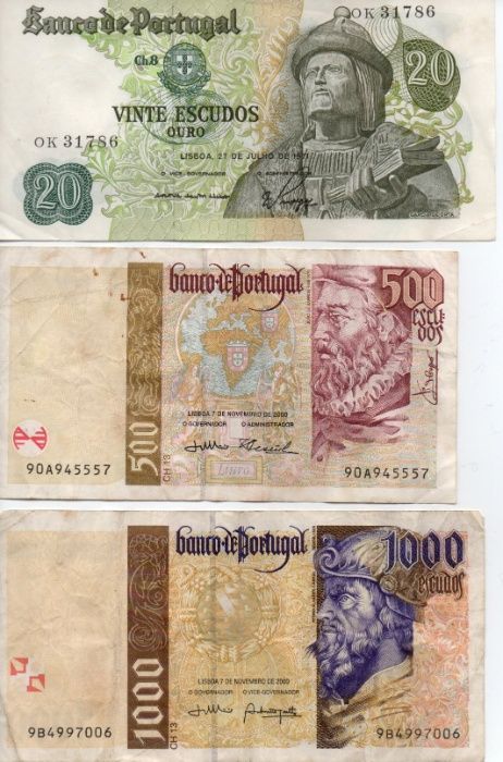 Moedas e notas Portugal Espanha Brasil etc