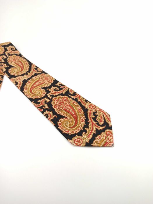 Yves Saint Laurent YSL granatowy jedwabny krawat paisley bib133
