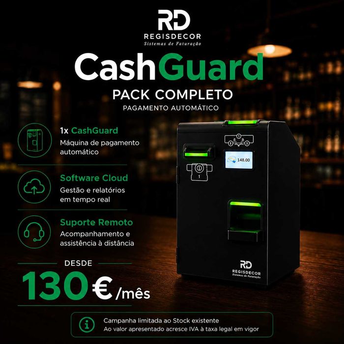 Máquina de pagamentos automáticos CashGuard — Desde 130€/mês