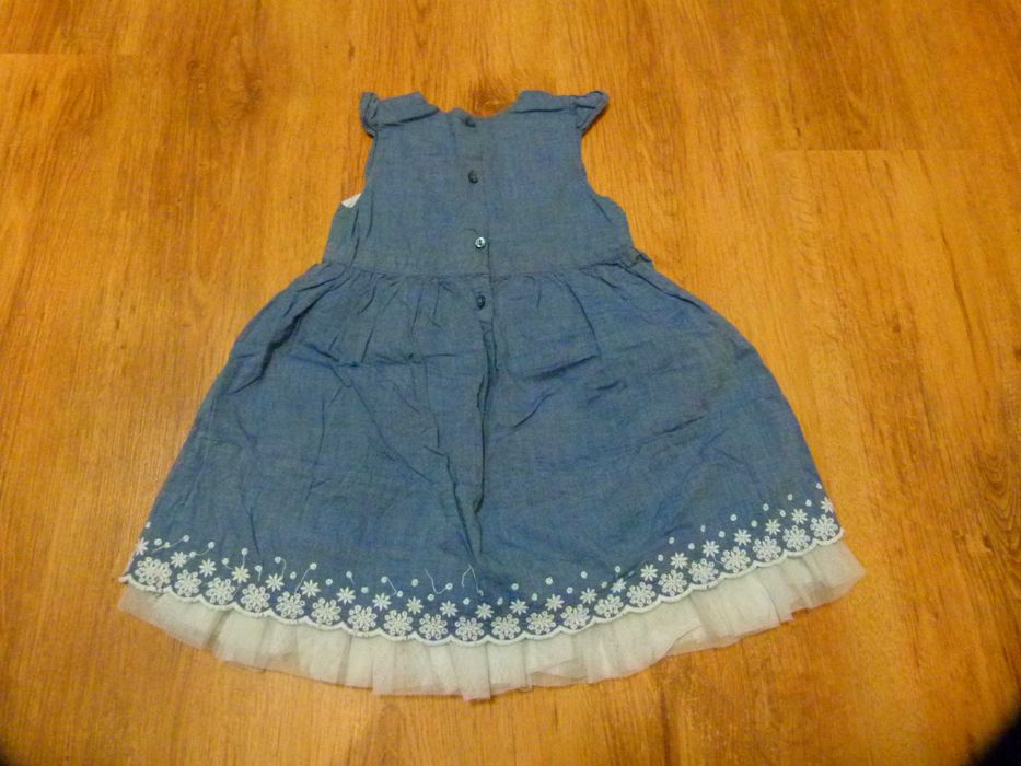 rozm. 80 H&M sukienka a'la jeans elegancka hafty tiul