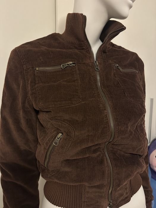 Sztruksowa kurtka damska brazowa czekoladowa xs