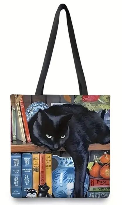 Świetna torba w print czarnego kota