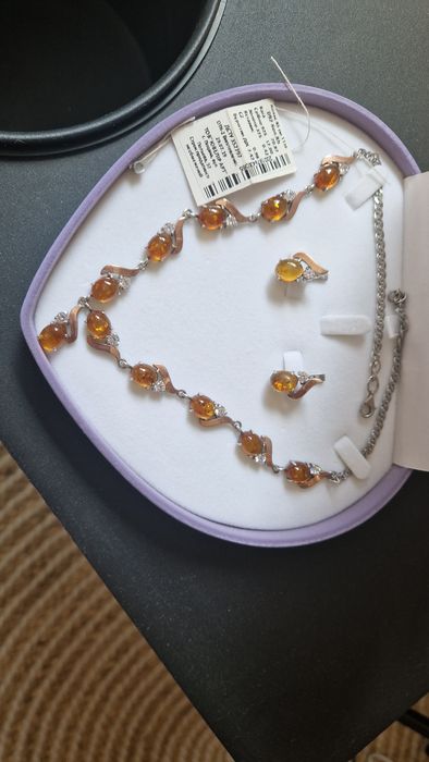Кольє з бурштином, колье с янтарем, серьги янтарь