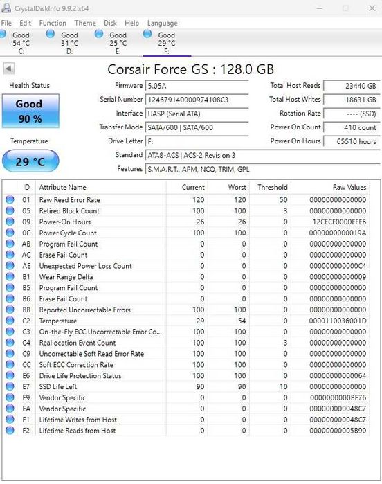 SSD Corsair Force GS 128GB SATA III | Testado e Funcional
