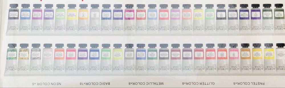 Акрилові фарби на різну кількість кольорів