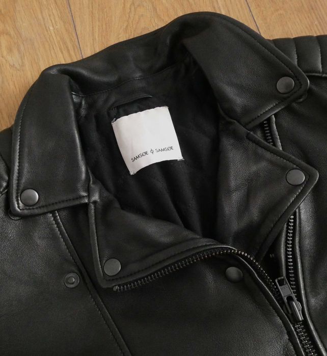 Kurtka skórzana damska Samsøe Samsøe pilotka SKÓRA biker RAMONESKA S/M