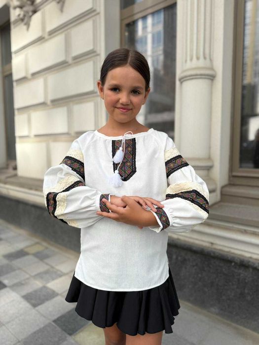 Підліткова вишиванка для дівчинки з довгим рукавом, Сорочка до школи,