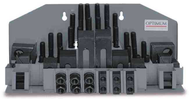 Комплект прихватов из 58 шт Optimum под паз 10, 12, 14, 16, 18 мм