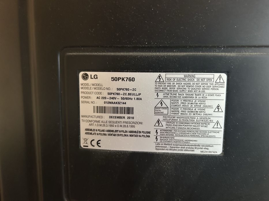 TV 50" LG Plazma 50PK760