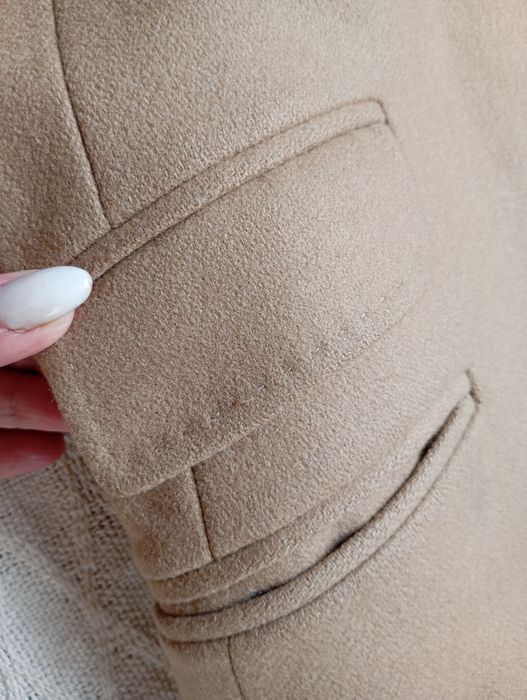 H&M WOOL BLEND klasyczny płaszcz męski beżowy 80%wełna r.48
