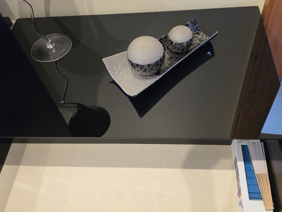 Mesa de Centro Moderna - Preto Brilho c/ Gaveta Forrada