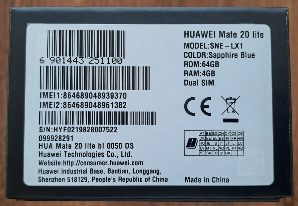Telemóvel Smartphone Huawei Mate 20 Lite - Desbloqueado