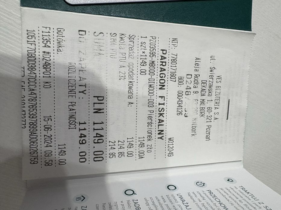 Pierscionek zareczynowy zloty 585