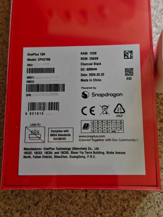 OnePlus 15R 12/256GB Charcoal Black EU. Гарантія