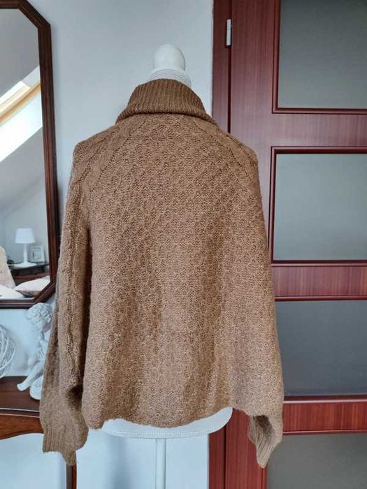 Sweter sweterek golf wełna wełniany brązowy 38 M Sinsay oversize