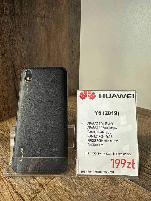 Smartfon Telefon Huawei Y5 (2019) 2/16GB Android 9 czarny stan bdb gwarancja
