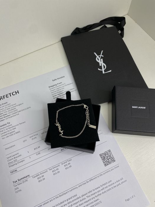 Чоловічий браслет YSL | Срібний ланцюжок на руку Saint Laurent