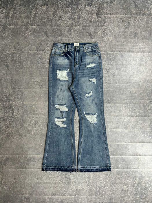 Джинси кльош distressed faded baggy штани archive джинсы сині S M L