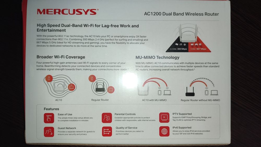 Новый 5 ГГц Wi-Fi Роутер Mercusys AC10 4 антенны 5 dbi ac1200