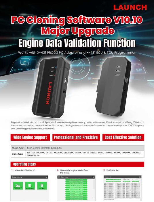 Máq. Programação Chip Tuning ECU+TCU  Launch novo 2025