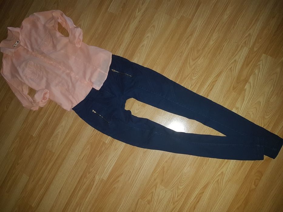 MOODO granatowe spodnie rurki 38 M