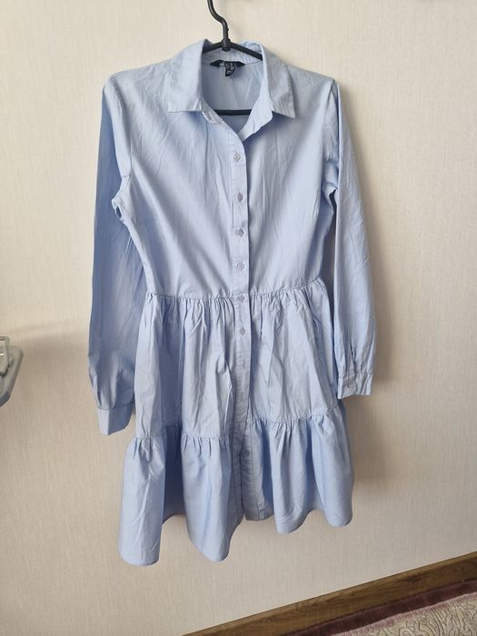 Плаття-сорочка New Look, блакитне, S/M (UK 10), бавовна