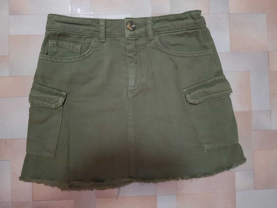 В школу юбка джинс ZARA хаки 11-12 лет 152 см