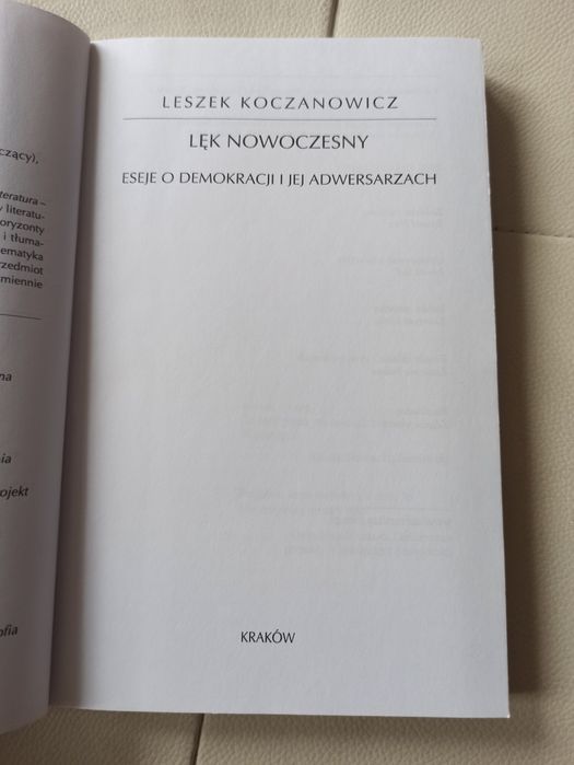 Koczanowicz Lęk nowoczesny, eseje o demokracji
