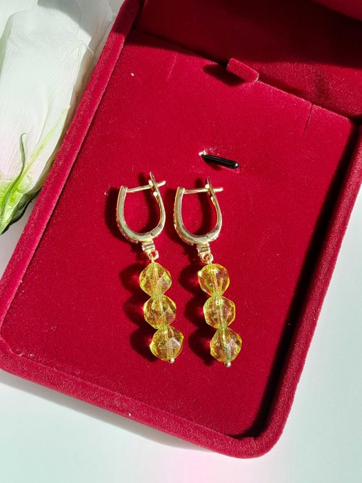 Pozłacane kolczyki z kamienia naturalnego chryzolit, peridot, oliwin.