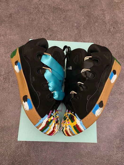 [БЕЗ ПРЕДОПЛАТ] Lanvin Curb Sneakers Black Blue Paint Premium