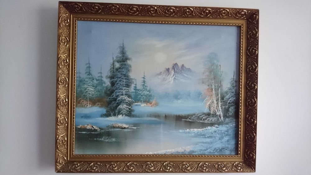 Картина маслом  Зимовий пейзаж на холсті 50/60