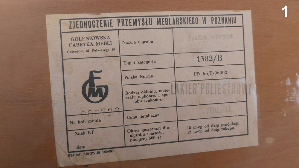 Kredens/witryna PRL lata 60. fornir lakierowany stan BDB