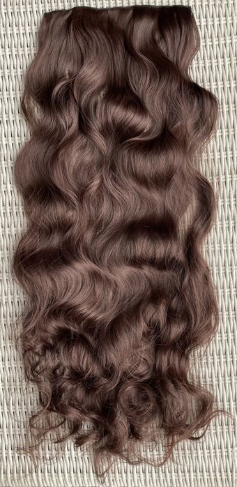 Premium Ultra włosy doczepiane, brąz, loki, 70 cm, clip in 393.